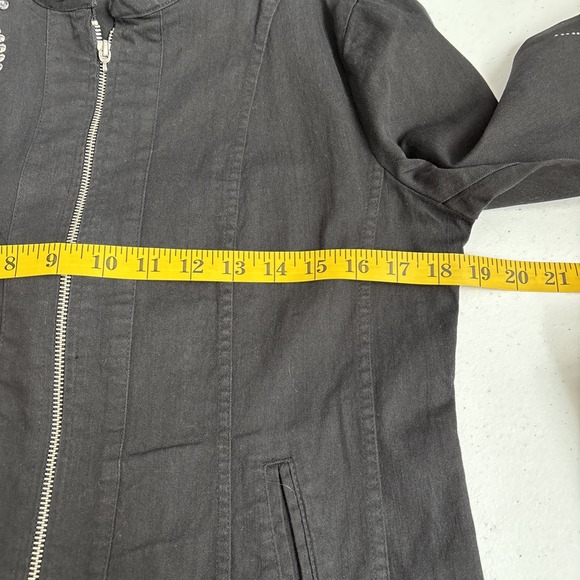 Christine Alexander Women's S Black Studded Rhinestone‎ Ruffle Full Zip Jacket - Picture 13 of 16